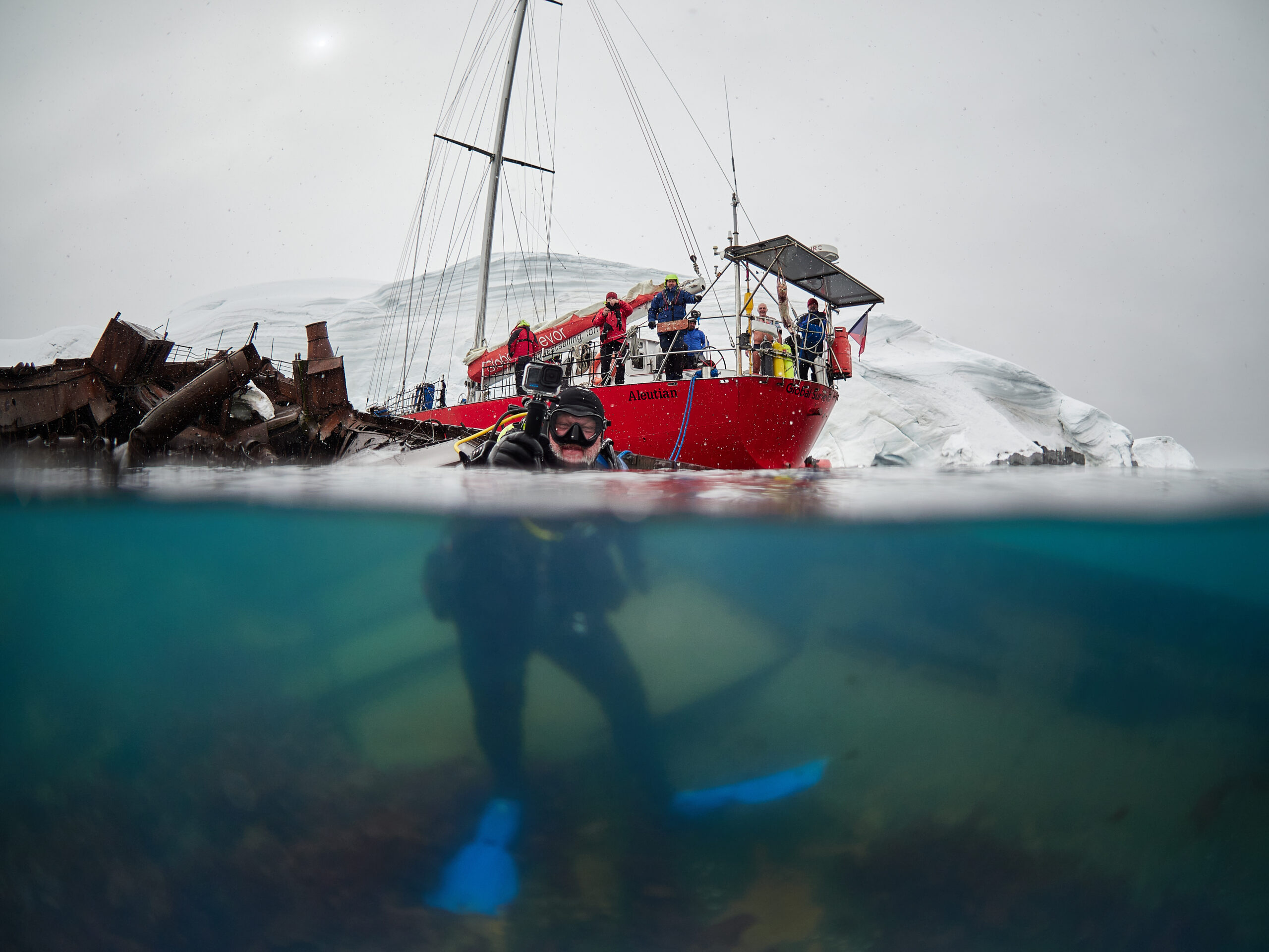 Wreck of the Governoren Guvernøren Antarctica Antarktida diving freediving Global Surveyor